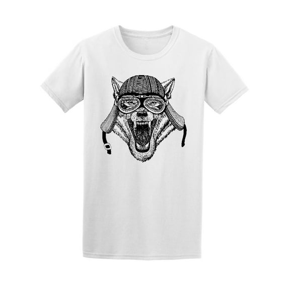 Wolf Dog Wearing Aviator Helmet T-Shirt Men -Image by Shutterstock, Male Small