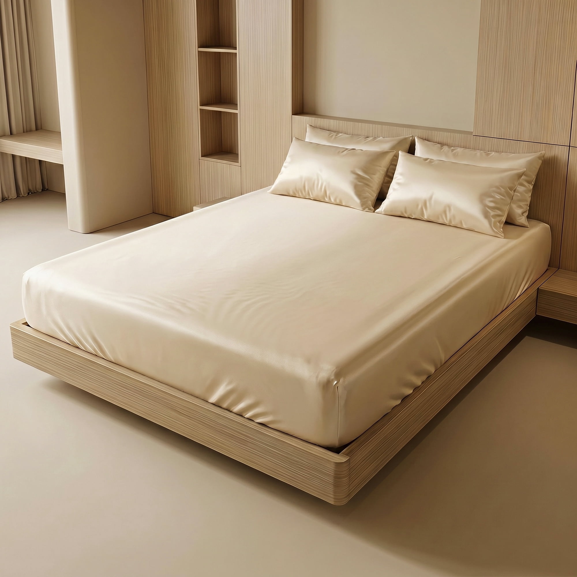 Unique Bargains Microfiber Bed Sheets Cooling for Comfortable Sleep 59.1"x78.7" Beige