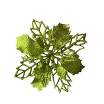 VerPetridure 16Cm Artificial Christmas Glitter Glitter Flowers for Festive Decoration Green Artificial Christmas Gold Glitter Christmas Hollow Flower Used To Decorate Flowers For Christmas Day