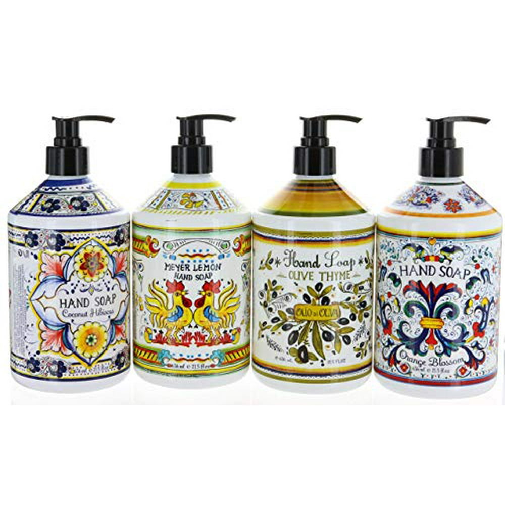Combo Set 4, Italian Deruta Hand Soap Collection 21.5 FL OZ Each