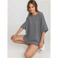 thumbnail image 4 of Oversized T Shirts for Women Short Sleeve Loose Fit Crewneck Summer Tops Casual Basic Rolled Sleeves Tee Shirt, 4 of 6