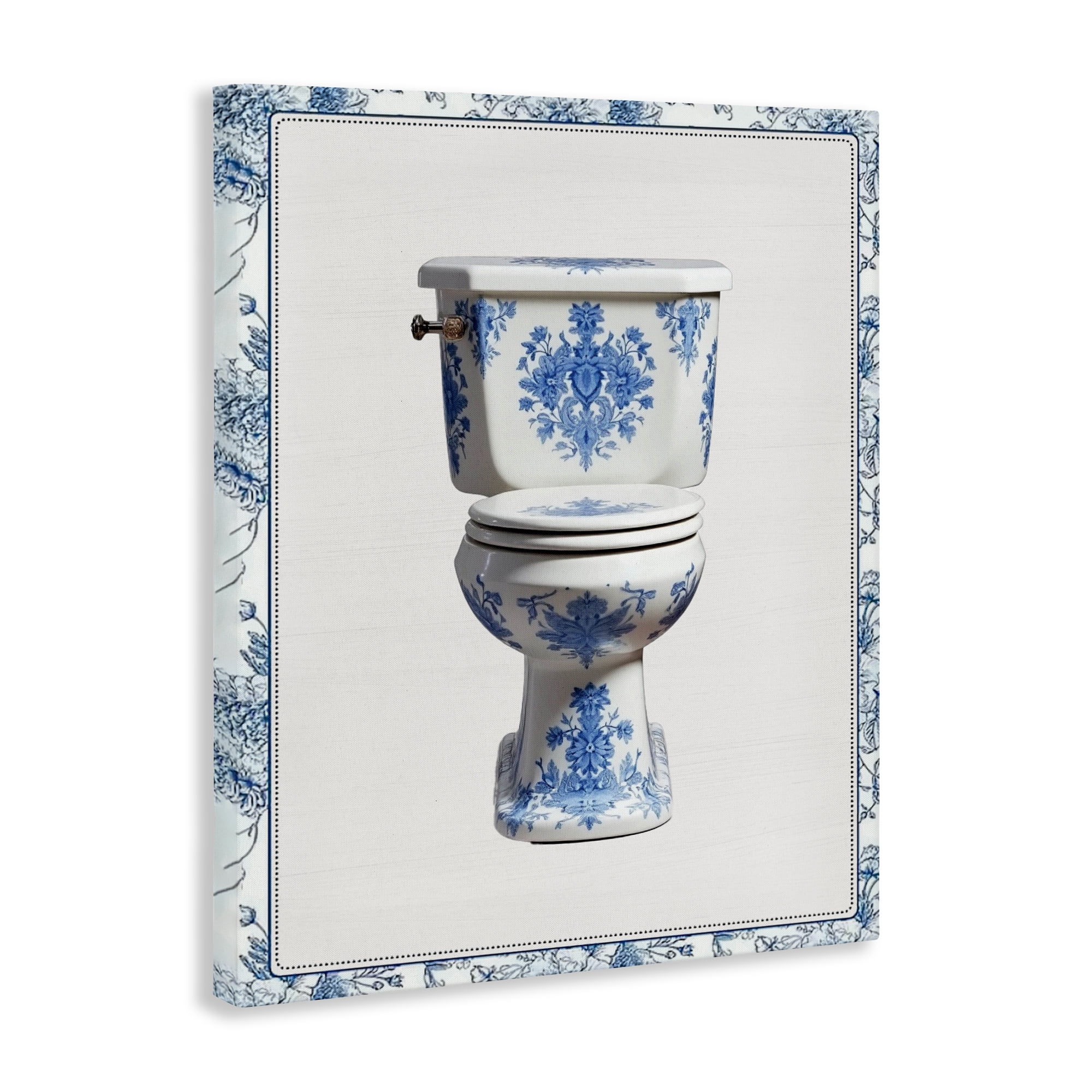 Vintage Chinoiserie Toilet Canvas Wall Art, design by Lettered and Lined
