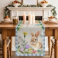 thumbnail image 2 of Table Runner 48 Inches Long for Kitchen Dining, Happy Easter Bunny Dresser Scarf Farmhouse, Dining Table Decorations for Wedding/Parties, Spring Floral Burlap Blue Plaid 13 x 48 In, 2 of 8