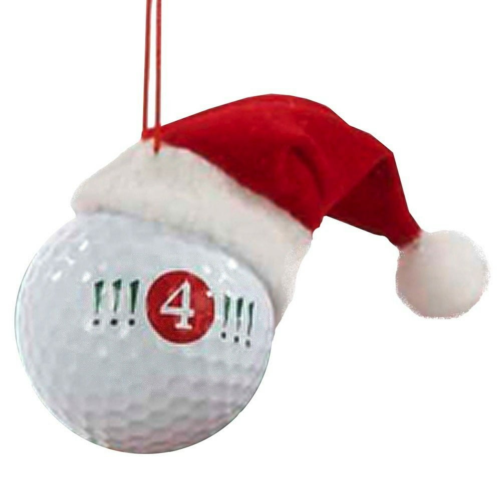 Christmas Ornament Golf Ball w Santa Hat !!! 4 !!!