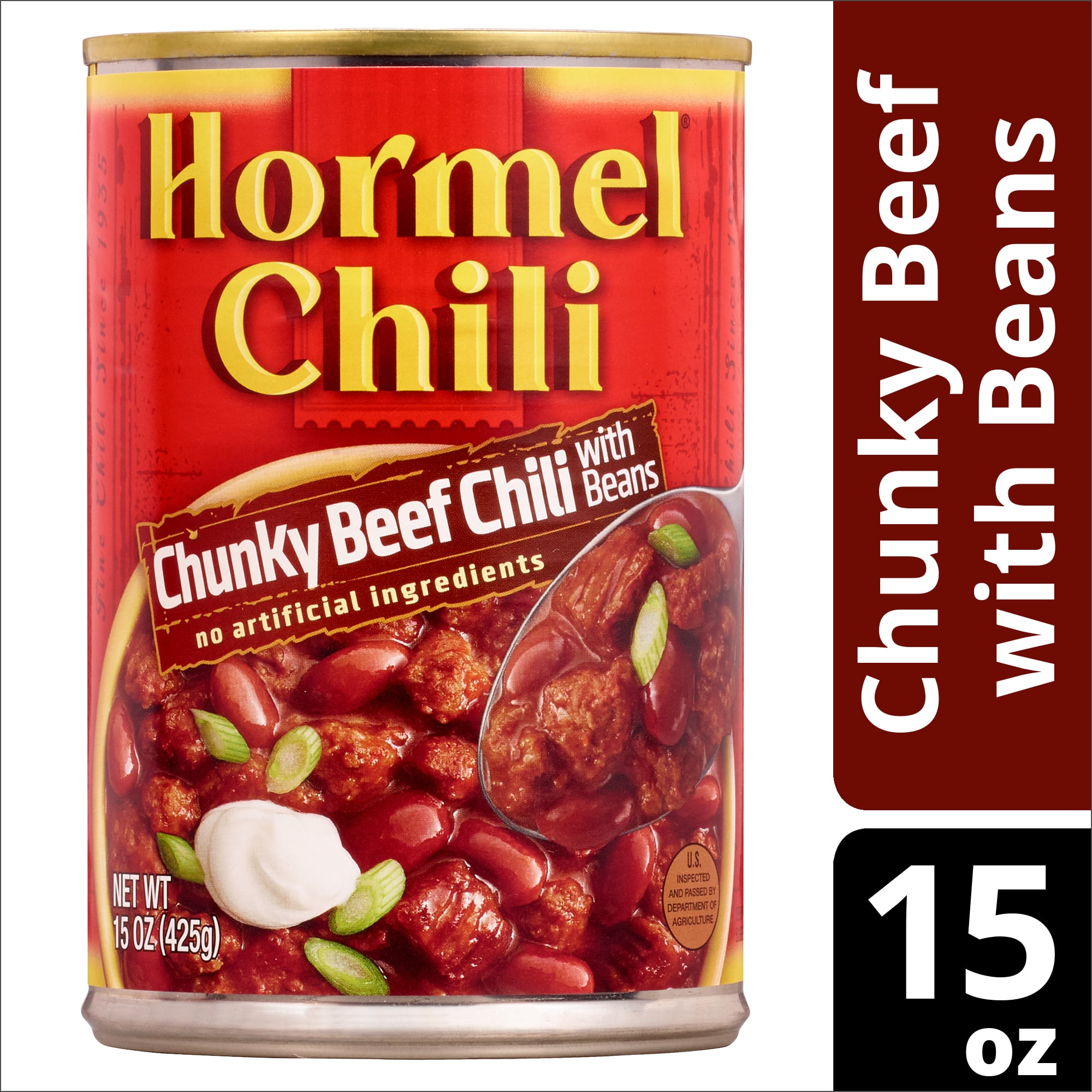 HORMEL Chili Chunky Beef Chili with Beans, No Artificial Ingredients, 15 oz