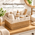 thumbnail image 5 of Small Woven Storage Basket with Liner, Rectangular Decorative Rattan Organizer Bin for Home Bathroom Bedroom Kitchen Office Sundries Cosmetics, L, 5 of 7