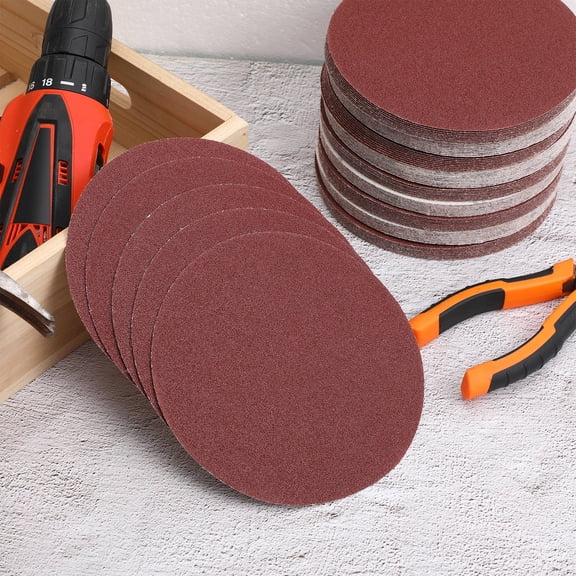 Uonlytech 100Pcs Dark Red Sanding Discs for Polishing Wood Metal and Plastic with Hook and Loop Design