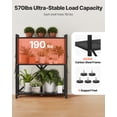 thumbnail image 4 of VEVOR 3-Tier Foldable Storage Shelf, 28W x 13D x 36H Inch Folding Metal Rack Shelving Unit, No Assembly Organizer Shelf with 5 Wheels & 4 Hooks for Pantry, Kitchen, Garage, Basement, Black, 4 of 9