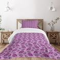 thumbnail image 3 of Ambesonne Purple Quilted Bedspread Set 2 Pcs, Nature Inspired Flora, Twin Size, Purple Lilac Dark Purple, 3 of 6