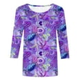thumbnail image 5 of Raeneomay 3/4 Length Sleeve Womens Tops Women's Fashion Printed T-Shirt Blouse Round Neck Casual Tops, 5 of 6