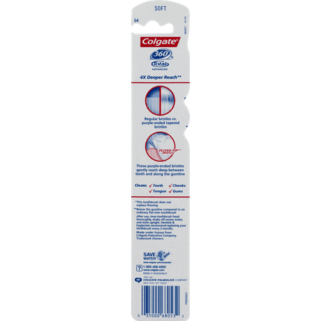 360° Total Advanced Floss-Tip Bristles Toothbrush, Soft