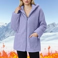 thumbnail image 2 of UngA Jackets For Women Women's Coat Casual Fleece Shearling Zipper Coats Warm Winter Oversized Outwear Jackets Purple,XXXL, 2 of 6