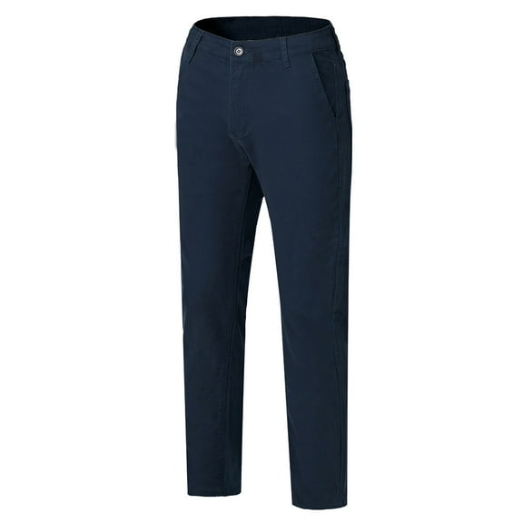 Miqool Men's Straight-Fit Twill Cotton Pants Casual Comfort Stretch Work Pants Tapered Chinos Pants with Pockets