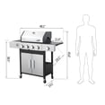 thumbnail image 6 of Stainless Steel Portable 4-Burner Propane Gas Grill, 46790BTU Output with bottle opener and 2pcs hooks, Stainless Steel for Outdoor Barbecue, 6 of 7