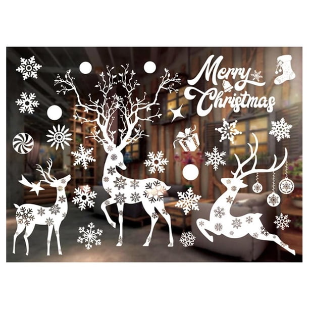 Cristal De Feliz Navidad, Pegatinas De Decoración De Ventanas De Ciervos De Papá Noel Para El Hogar, Dormitorio, Sala De Estar, Navidad Kearding HA041690-01