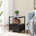 thumbnail image 2 of VECELO Set of 2 Nightstand with Drawer, Square End Side Table for Hallway, Bedroom, Living Room, Small Space, Night Stand with Open Shelf, Stable Metal Frame, Black, 2 of 10