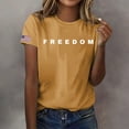 thumbnail image 2 of Women's Freedom Print Casual T-Shirt, Comfortable and Breathable Shirt for Famale, Yellow Dark, S, 2 of 4