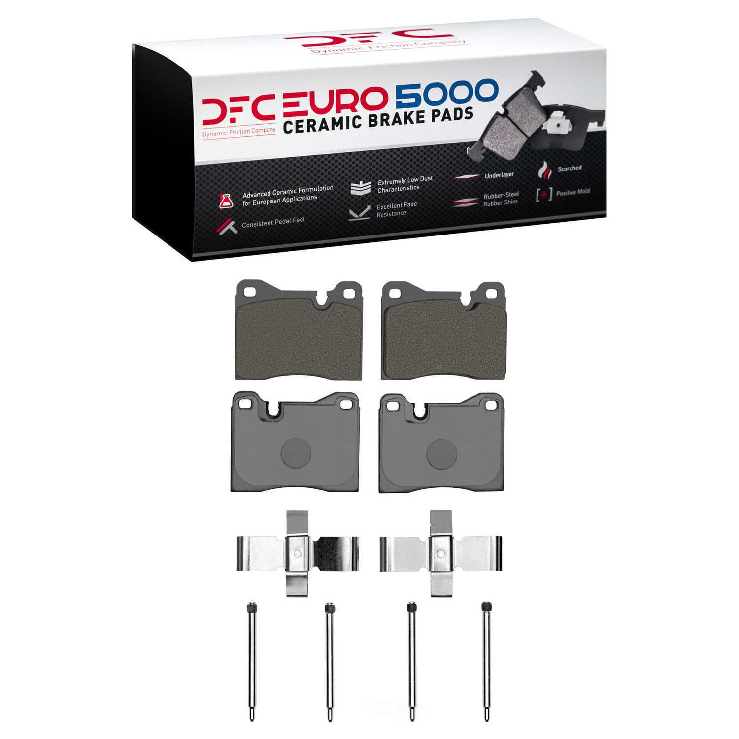 Dynamic Friction Company 1600-0163-01 DFC EURO 5000 Ceramic Brake Pads and Hardware Kit