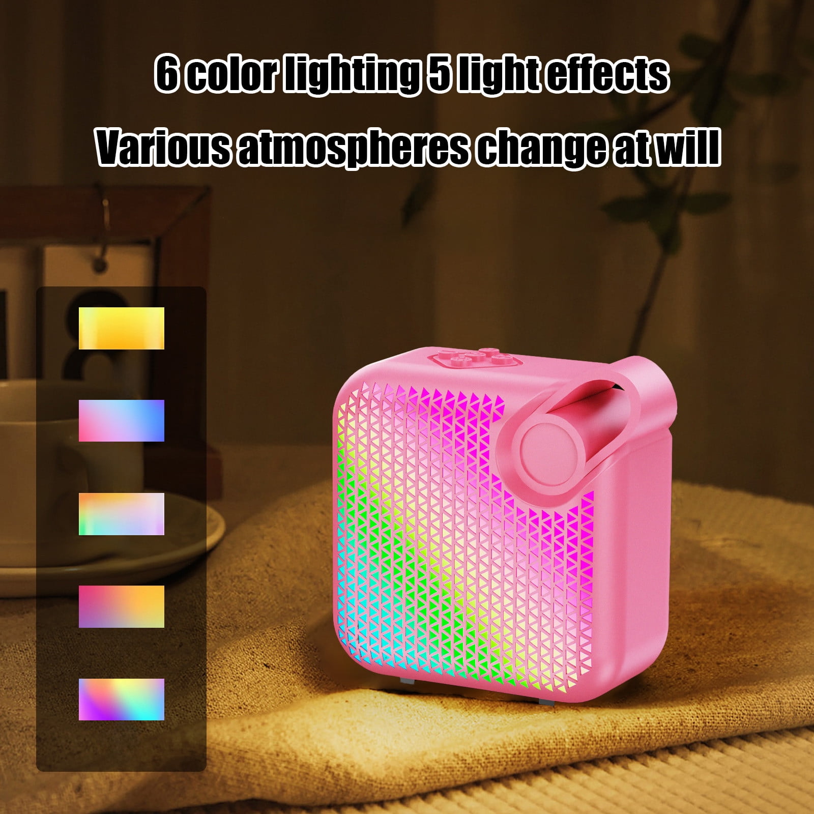 LACKUST Pink RGB Bluetooth Speaker 5.3, Low Latency Gaming Desktop Speaker with LED Lights, Long Battery Life & Room-Filling Sound