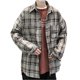 thumbnail image 1 of Camisa De Botones Para Hombre Camisa de manga larga a cuadros con botones y bolsillo holgado informal a la moda para hombre (Grey, 4XL), 1 of 7
