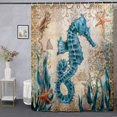 thumbnail image 2 of Hippocampus Shower Curtain Funny Blue Ocean Creature Shower Curtains Sets with 12 Hooks, Polyester Fabric Waterproof Curtains for Bathroom Beach Theme Decor 84"*72", 2 of 6