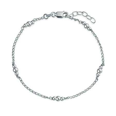 Round Ball Bead Chain Anklet Hot Wife Ankle Bracelet For Women 925 Sterling Silver 9- 10 Inch Extender
