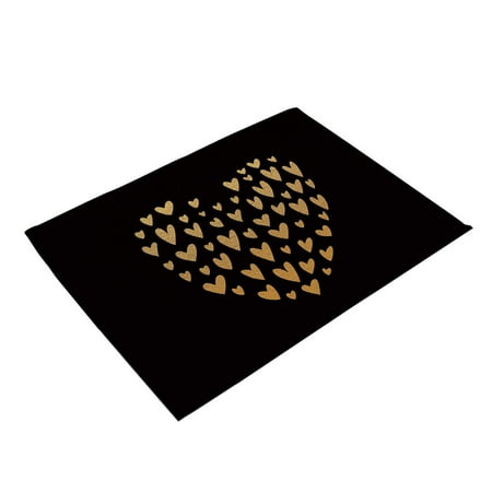 

Placemats Heart Pattern Cotton Linen Table Placemats Dinner Kitchen Pad Mats