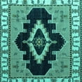 thumbnail image 1 of Ahgly Company Machine Washable Indoor Square Abstract Turquoise Blue Modern Area Rugs, 5' Square, 1 of 4