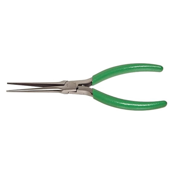 Long Needle Nose Pliers with Smooth Jaws - 6 Inch Extra Long Nose Plier Set - Green Cushion Grip - 2-5/16 Inch Jaw - Precision Hand Tools for Electronics, Jewelry, Crafts