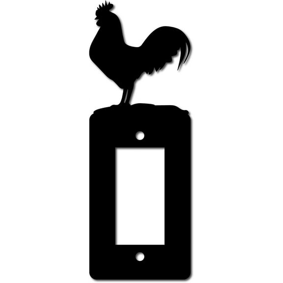 Rocker Switch Cover Plate Wall Plate with Screws Chicken Faceplate Power Outlet Cover Single Gang Unbreakable Replacement Receptacle Decorative Wall Art Signs Black 2.8 x 7.6inch DIY