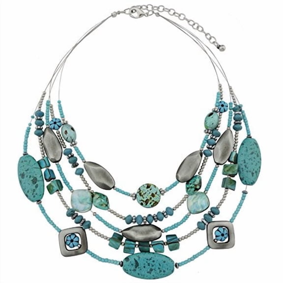 BOCAR Multi Layer Beaded Illusion Wire Collar Statement Necklace for Women