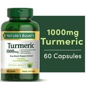 Nature’s Bounty Turmeric 1000mg Capsules with Black Pepper Extract, Supports Antioxidant Health, 60 Count