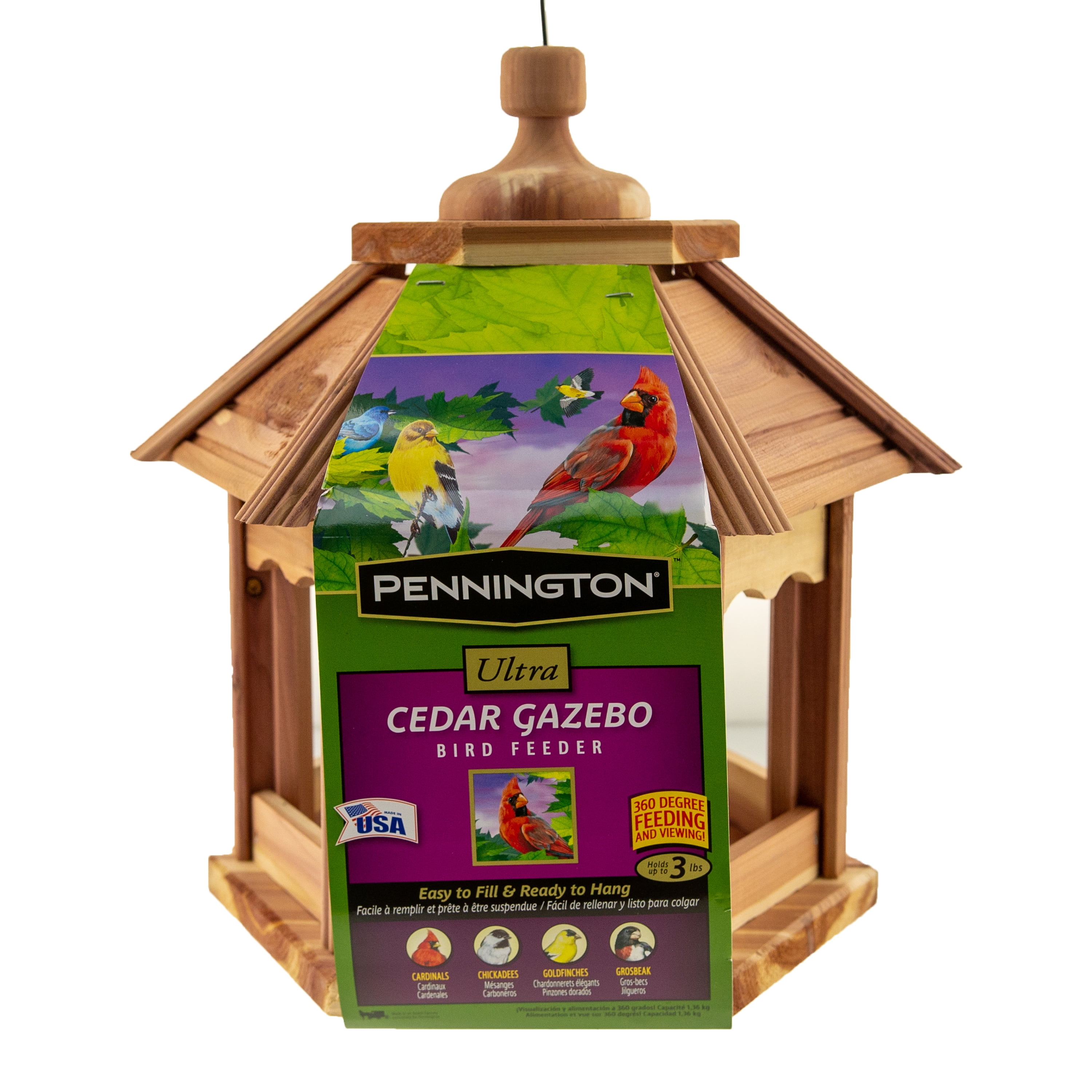 Pennington Cedar Gazebo Wild Bird Feeder 3 lb Hopper Capacity 
