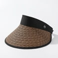 thumbnail image 2 of Women's Sun Visor Hats Wide Brim Straw Beach Hat Ponytail Hats for Women Foldable Floppy, 2 of 7