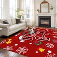 thumbnail image 2 of 5'x7' Area Rugs for Living Room Bedroom, Red Christmas Washable Rug Carpet Runner Indoor Outdoor, Cartoon Xmas Snowflakes Trees Bells Wreaths Non Slip Floor Mats Area Rug for Kitchen, Nursery, 2 of 8