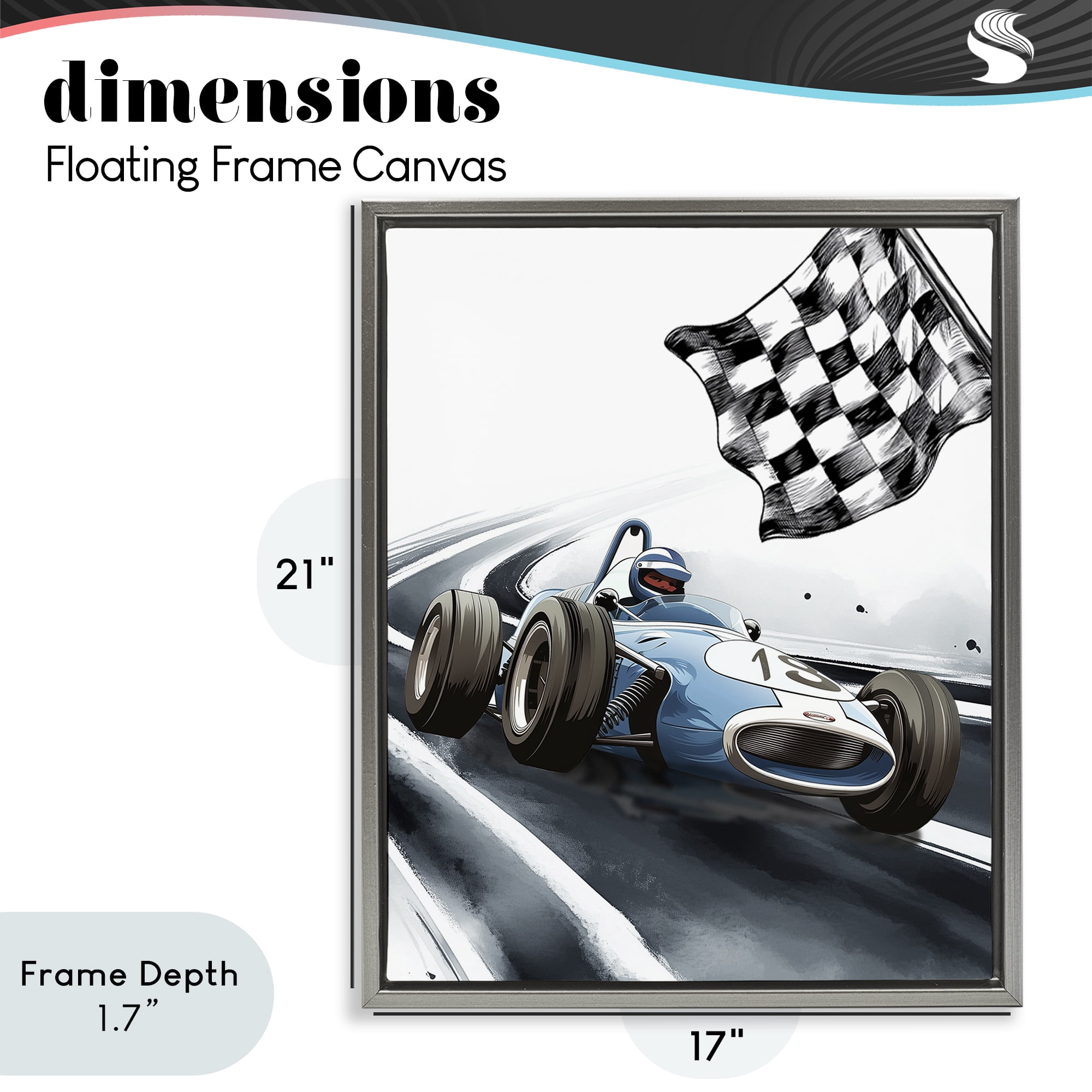 Stupell Industries Dynamic Racecar Driving Gray Framed Floater Canvas Wall Art, design by Christine Simpson Art