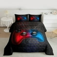 thumbnail image 2 of Manfei Gamer Gaming Full Size Comforter Sets,Modern Gamepad Bedding Comforter Set,Red Blue Black Bedding Sets For Teens,Breathable Home Decor Reversible,3-Piece, 2 of 8