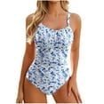 thumbnail image 2 of Sakmal White Womens Swimsuits Tummy Control One Piece High Waisted Ruched Swimsuit Floral Swimwear, 2 of 8