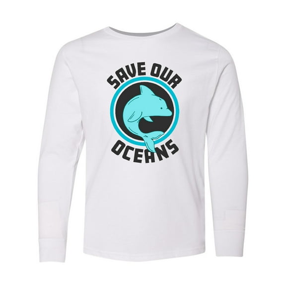 Inktastic Save Our Oceans with Dolphin Long Sleeve Youth T-Shirt