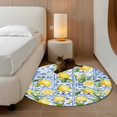 thumbnail image 3 of Yellow Lemon Round Area Rug 4 FT, Non Slip Indoor Outdoor Rug, Botanical Spring Leaves Abstract Blue Tile Washable Soft Circular Carpet Non-Shedding Floor Mat for Coffee Table Nursery Foyer Balcony, 3 of 8
