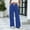Blue, variant on Women's High Waist Drawstring Pants, Split Hem Design, Wide Leg Casual Trousers with Pockets Navy XXL