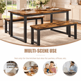 thumbnail image 6 of PAPROOS Dining Table Set for 4, 3-Piece Kitchen Table Set with 2 Benches, Metal Frame, Modern Dining Room Table Set for Home, Cafeteria, Bar, Brown, 6 of 9