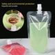 thumbnail image 3 of Muyoka Bolsas transparentes para bebidas, 50 unidades, de plástico, para licor, con boquilla y 2 embudos, 100/200/500 ml, contenedor de bebidas para bebidas frías y calientes, bebidas alcohólicas, ron Muyoka Hogar, 3 of 7