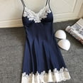 thumbnail image 3 of Pijama sexy de talla grande para mujer, camisón con tirantes finos con almohadilla para el pecho y borde de encaje, tentación sexy para usar en casa, 3 of 6