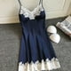 thumbnail image 4 of Pijama sexy de talla grande para mujer, camisón con tirantes finos con almohadilla para el pecho y borde de encaje, tentación sexy para usar en casa, 4 of 6