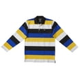 thumbnail image 3 of Boys Cotton Striped Long Sleeve Polo Rugby Shirt - Blue/Black/Yellow - Size 4, 3 of 3