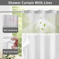 thumbnail image 6 of No Hook Shower Curtain with Snap in Liner Set Cotton and Linen Blend Shower Curtain for Bathroom Boho Dark Grey Striped 75" L x 72" W, 6 of 7