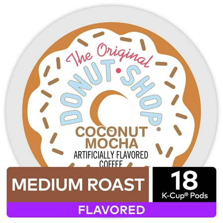 The Original Donut Shop Coconut Mocha, Flavored Coffee Keurig K-Cup Pod, Medium Roast, 18 (Best Donuts In Ct)