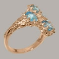 thumbnail image 3 of LBG British Made 10k Rose Gold Natural Diamond & Blue Topaz Womens Anniversary Ring - 33 size options - Size 5.5, 3 of 6