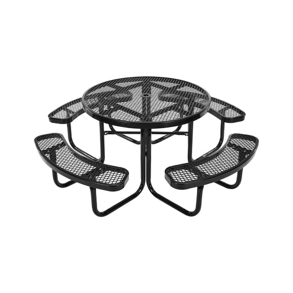 VEVOR 46" Heavy-Duty Picnic Table, Weather Resistant, Coated Steel Tables with Umbrella Hole